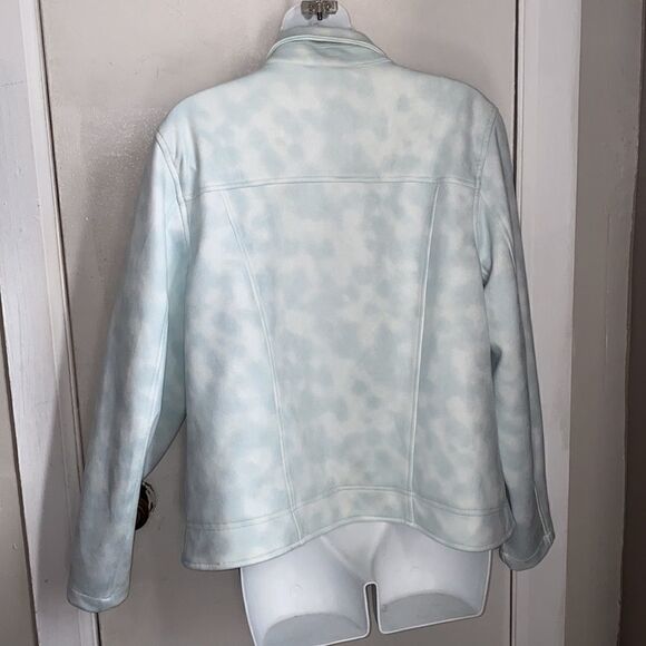 HAUTE HIPPIE TRIBE Mint Green Tie Dye Moto Jacket-L - Picture 6 of 8